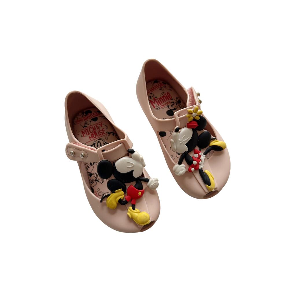 Mini Melissa Mickey + Minnie T-Strap Flats Size 7